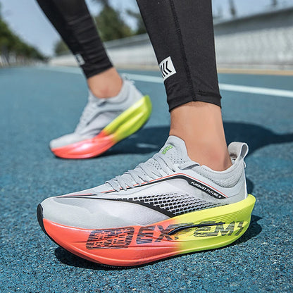 Marathon Air Cushion Carbon Plate Sports Running Shoes Men Breathable Lightweight Women Comfortable Nonskid Speciality Sneakers