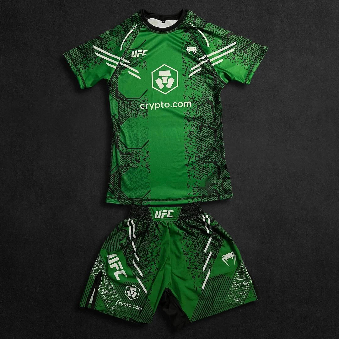 New UFC Classic Octagonal Cage Fighting Night Men's MMA Oversized Breathable Speed Drying Boxing Jujutsu Training Sports Set