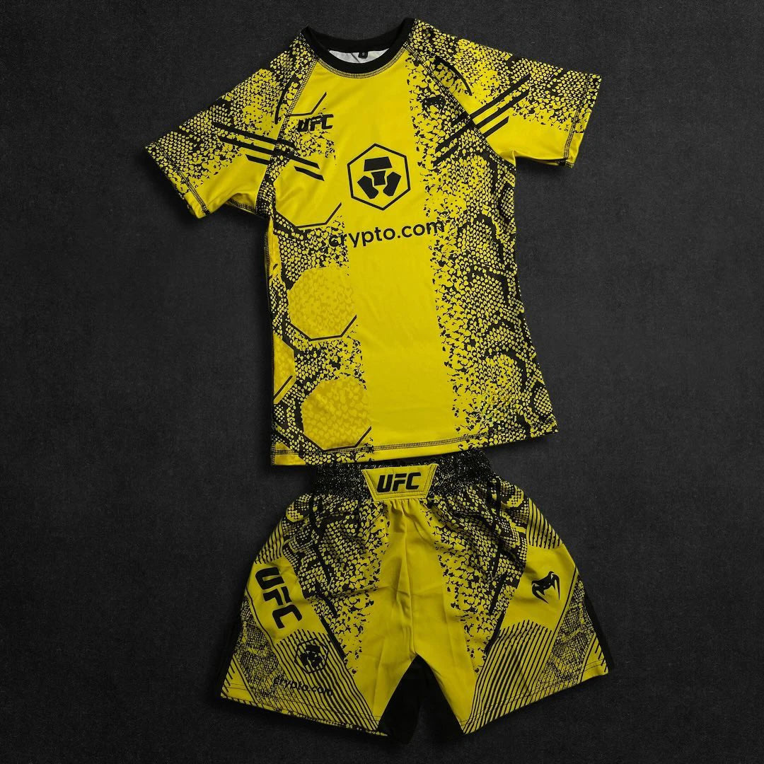 New UFC Classic Octagonal Cage Fighting Night Men's MMA Oversized Breathable Speed Drying Boxing Jujutsu Training Sports Set